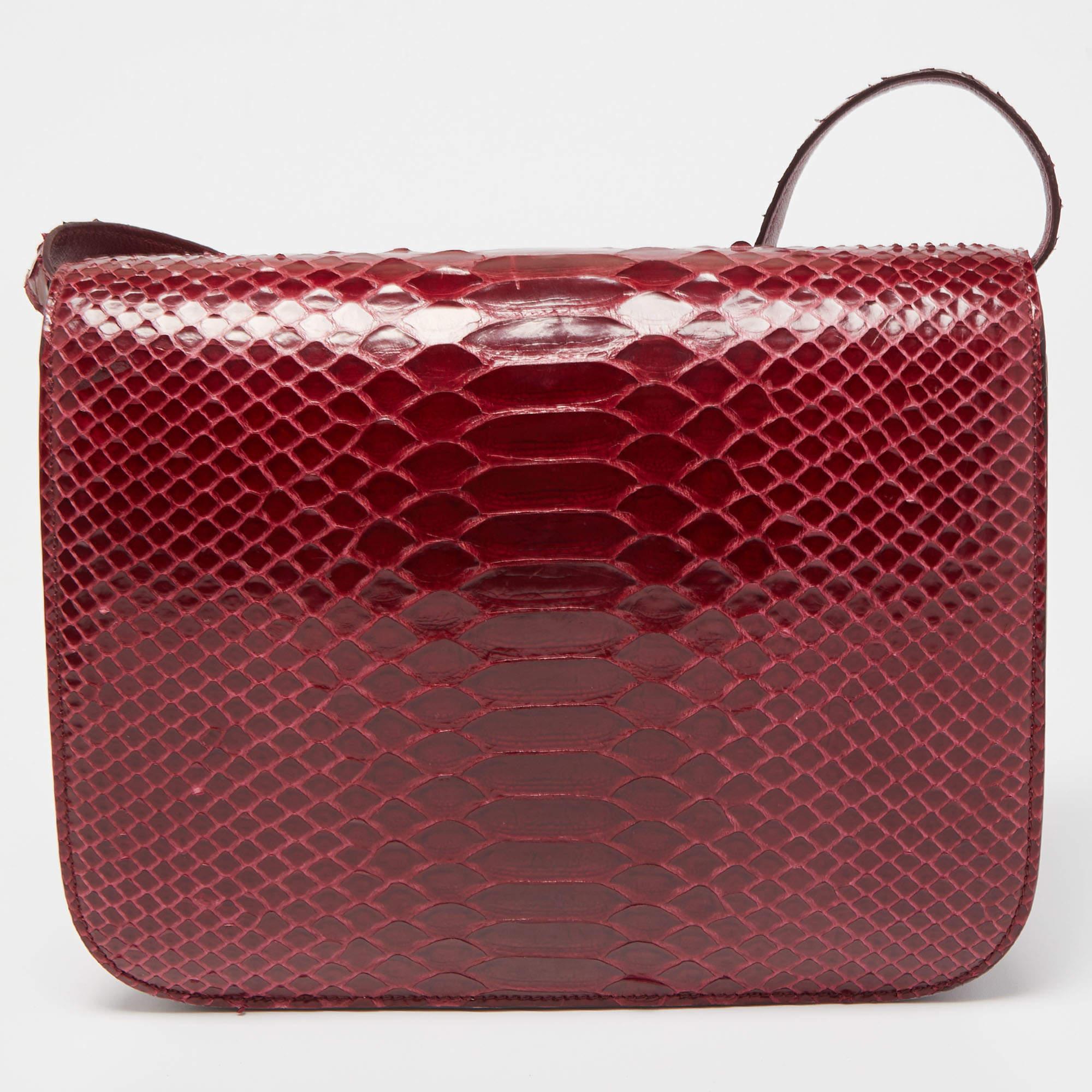 Celine Red Python Medium Classic Box Shoulder Bag 5