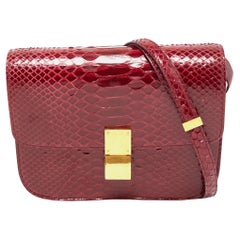 Celine Red Python Medium Classic Box Shoulder Bag