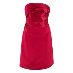 Celine Red Satin Strapless Dress FR 40