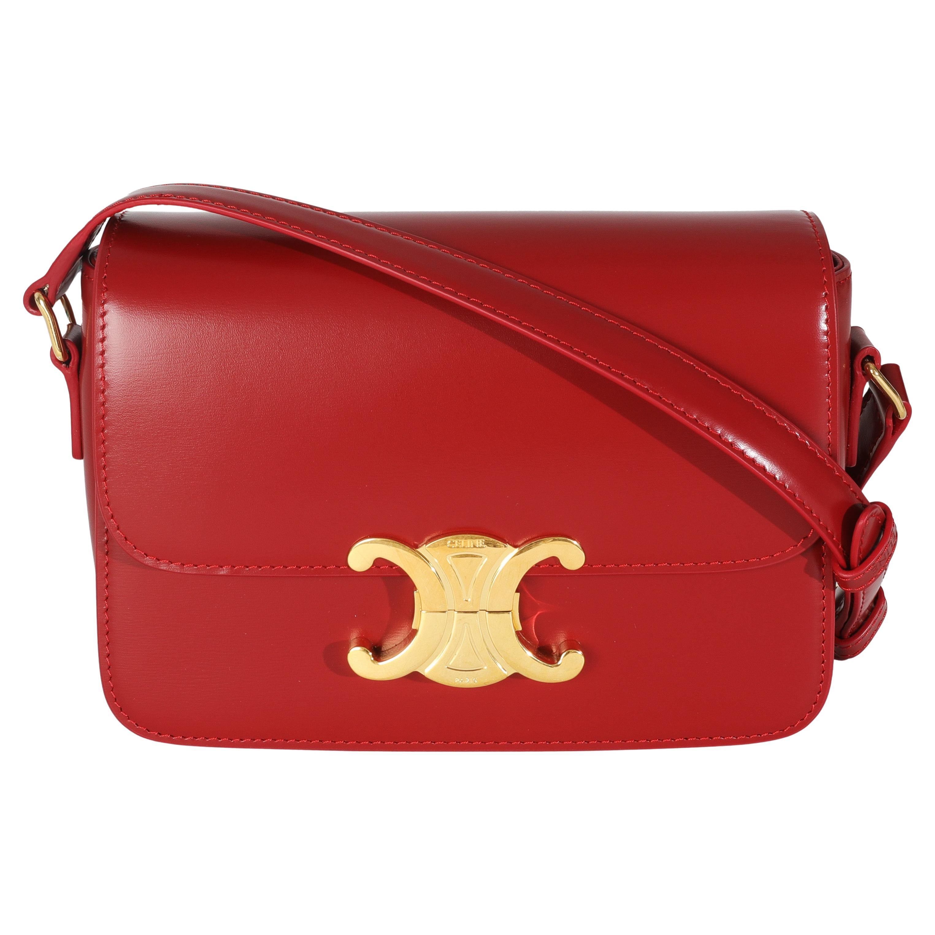 Celine Teen Triomphe Rojo Piel de Becerro Brillante