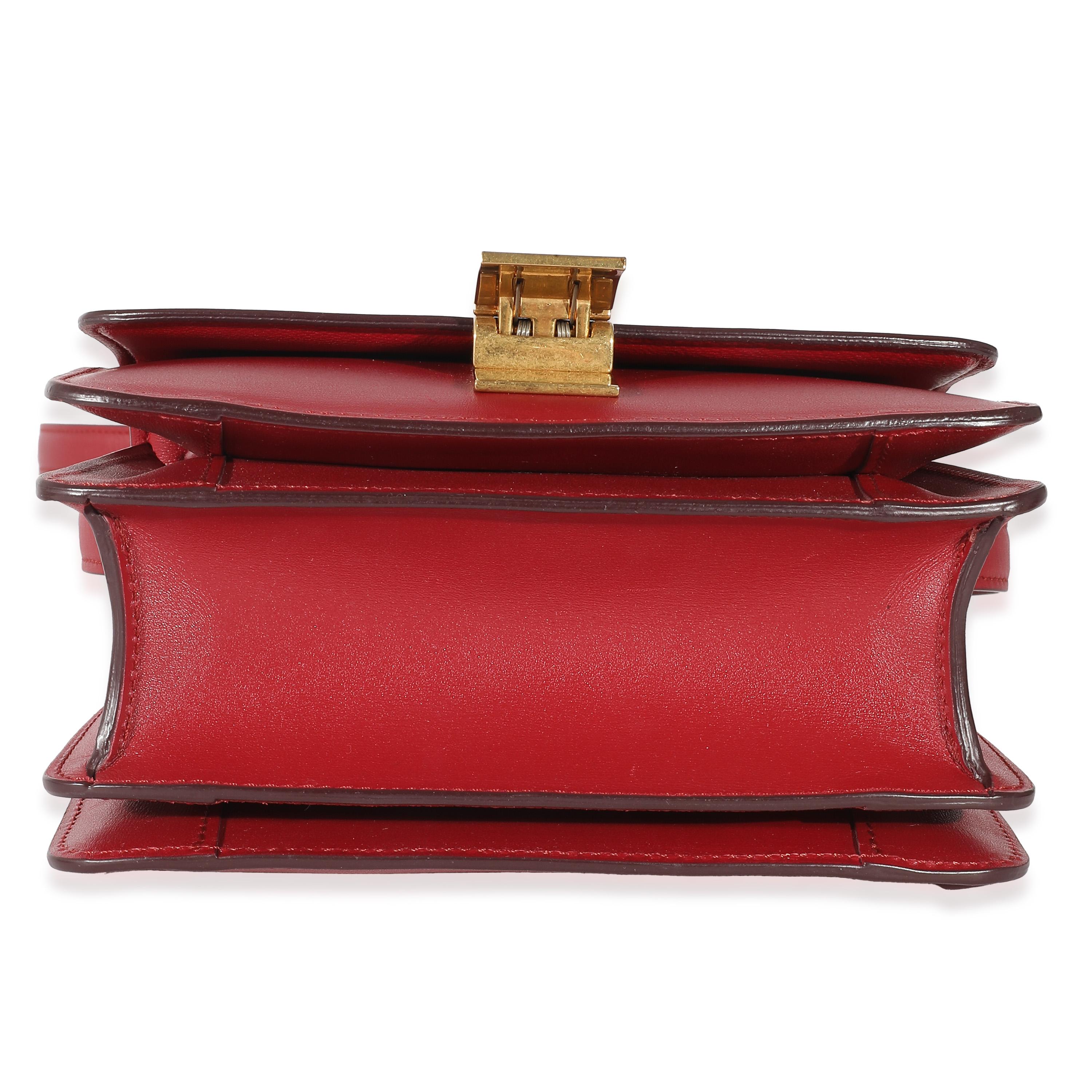 Celine Red Smooth Calfskin Small Classic Box Bag In Excellent Condition For Sale In New York, NY