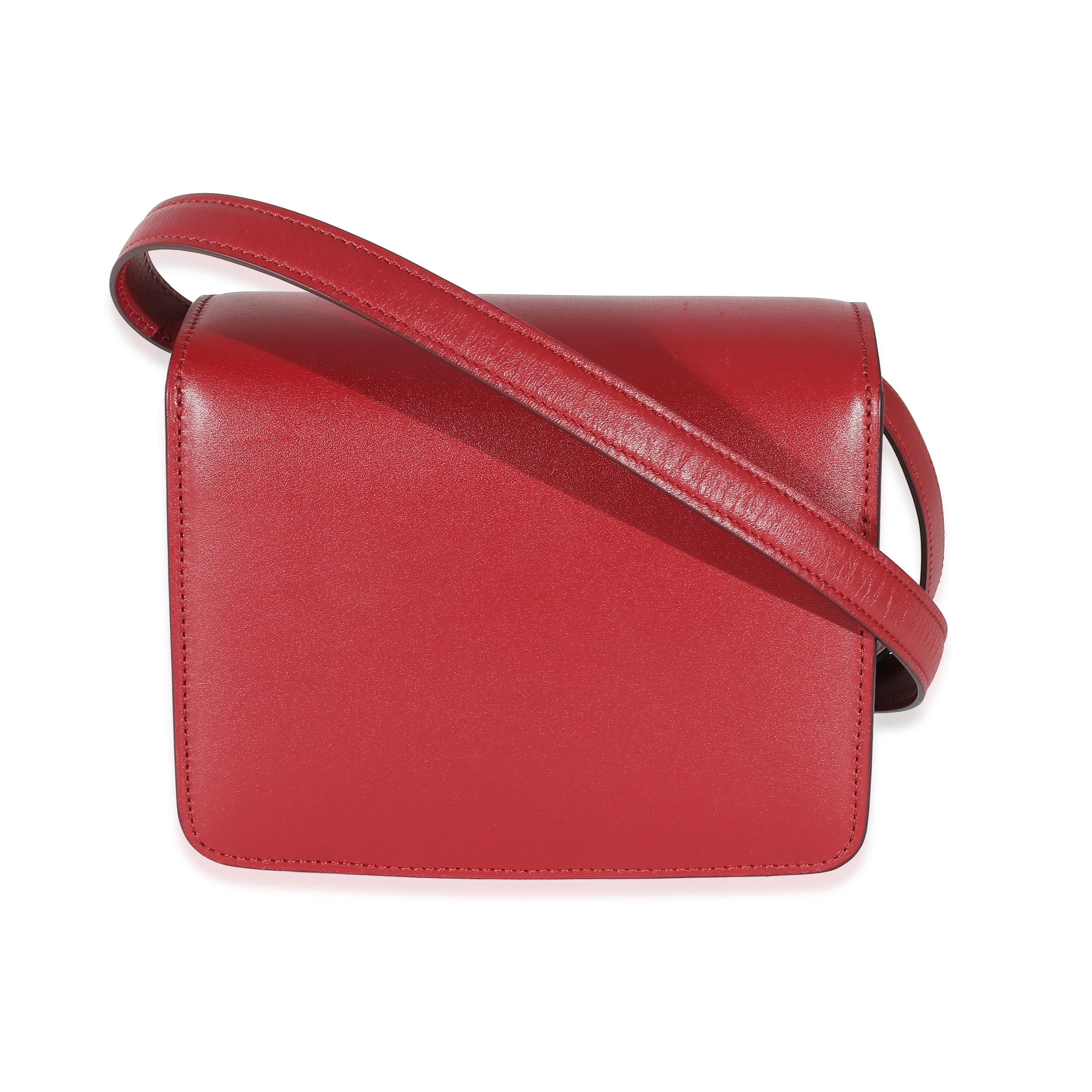 Women's or Men's Celine Red Smooth Calfskin Small Classic Box Bag For Sale