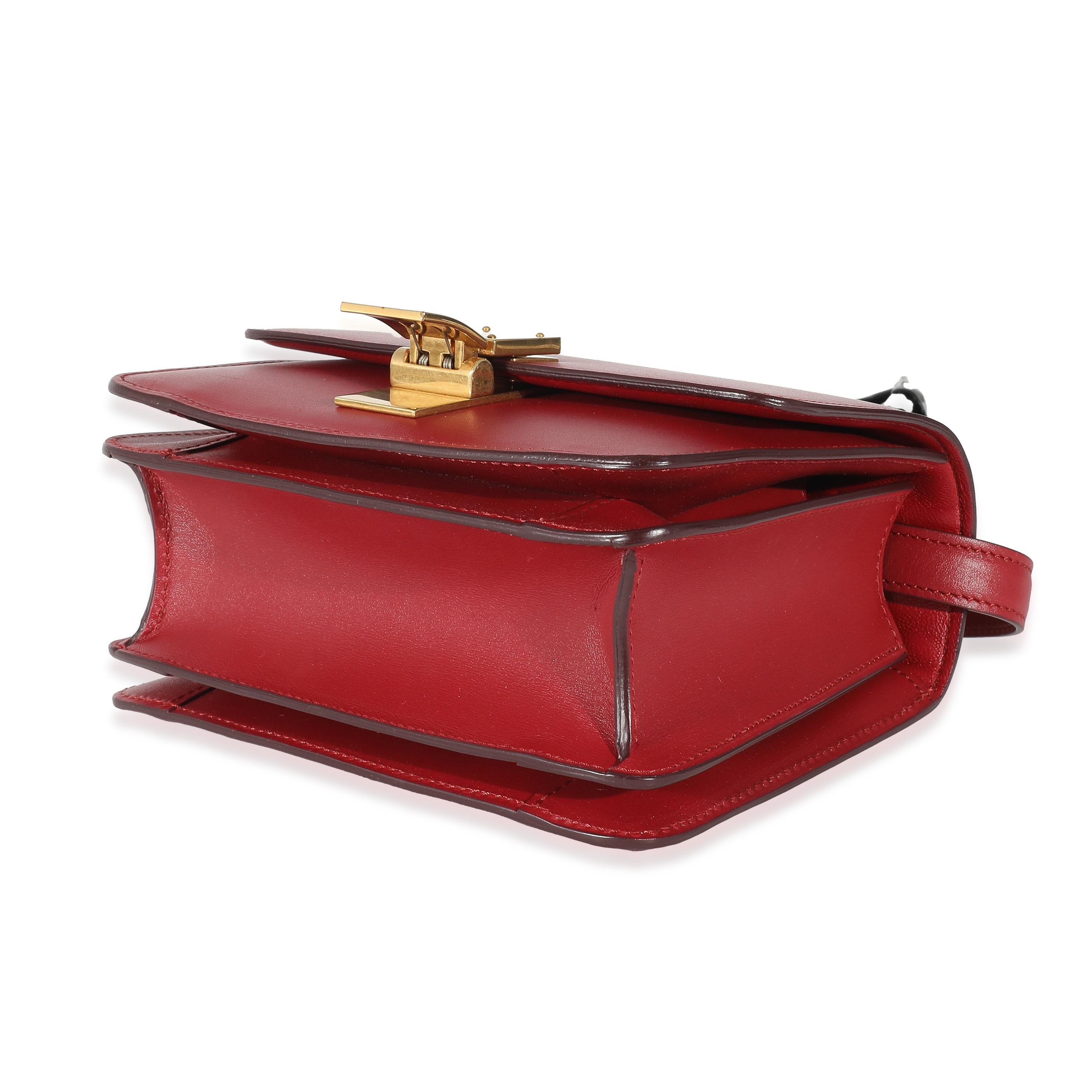 Celine Red Smooth Calfskin Small Classic Box Bag For Sale 1