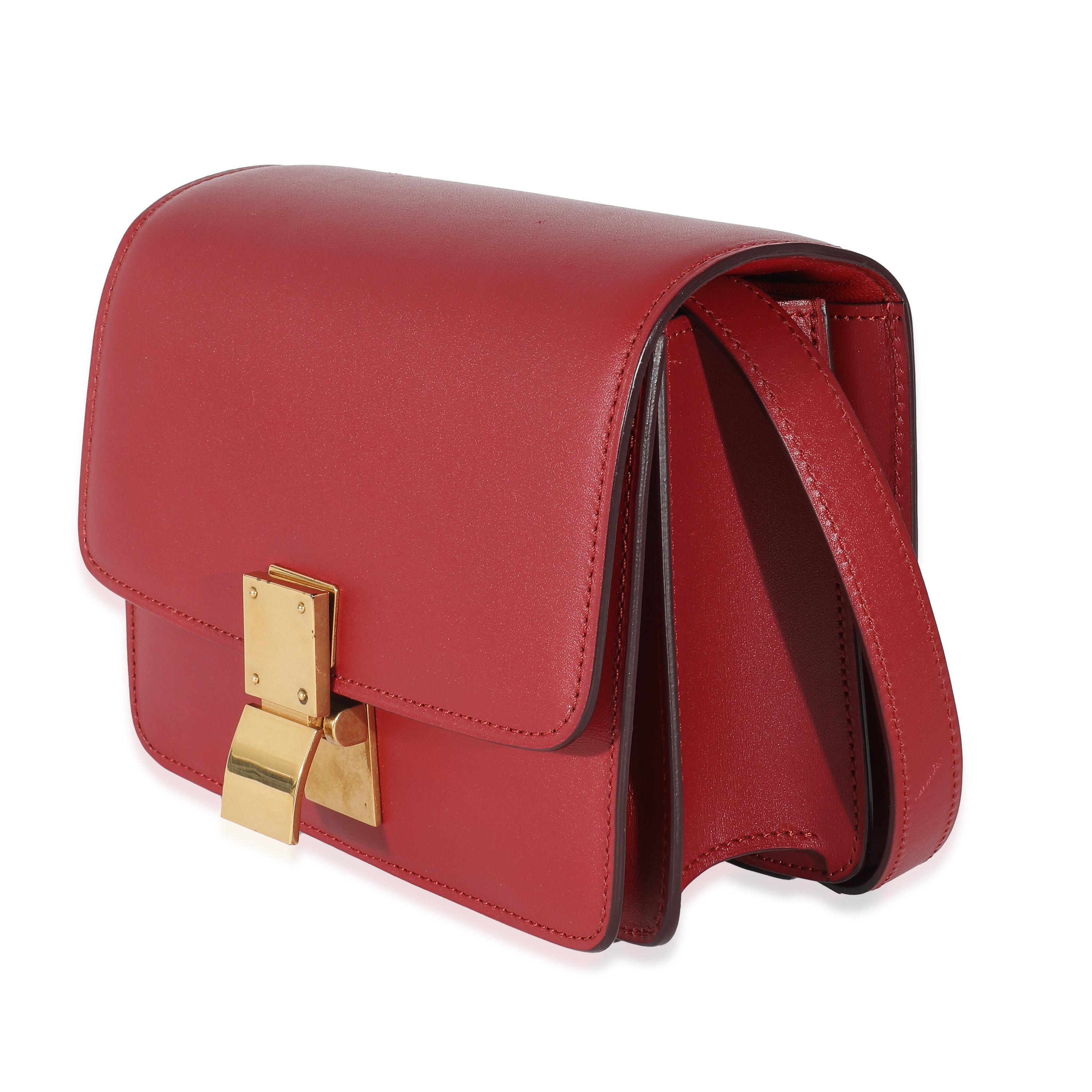 Celine Red Smooth Calfskin Small Classic Box Bag For Sale 2
