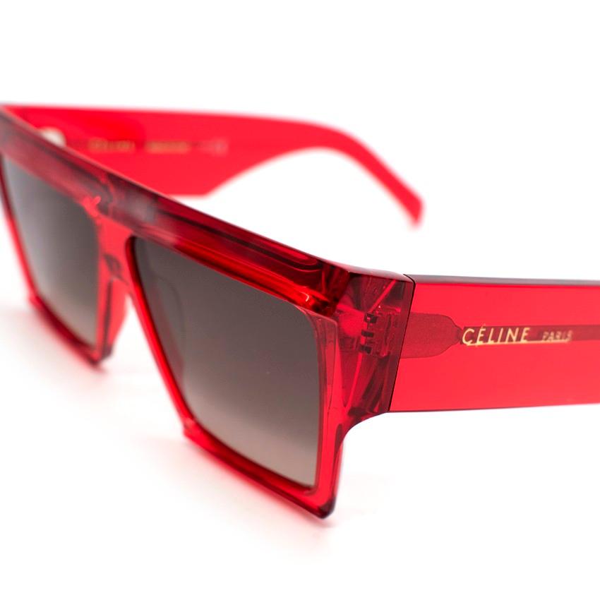 Celine Red Square Acetate Sunglasses For Sale 2