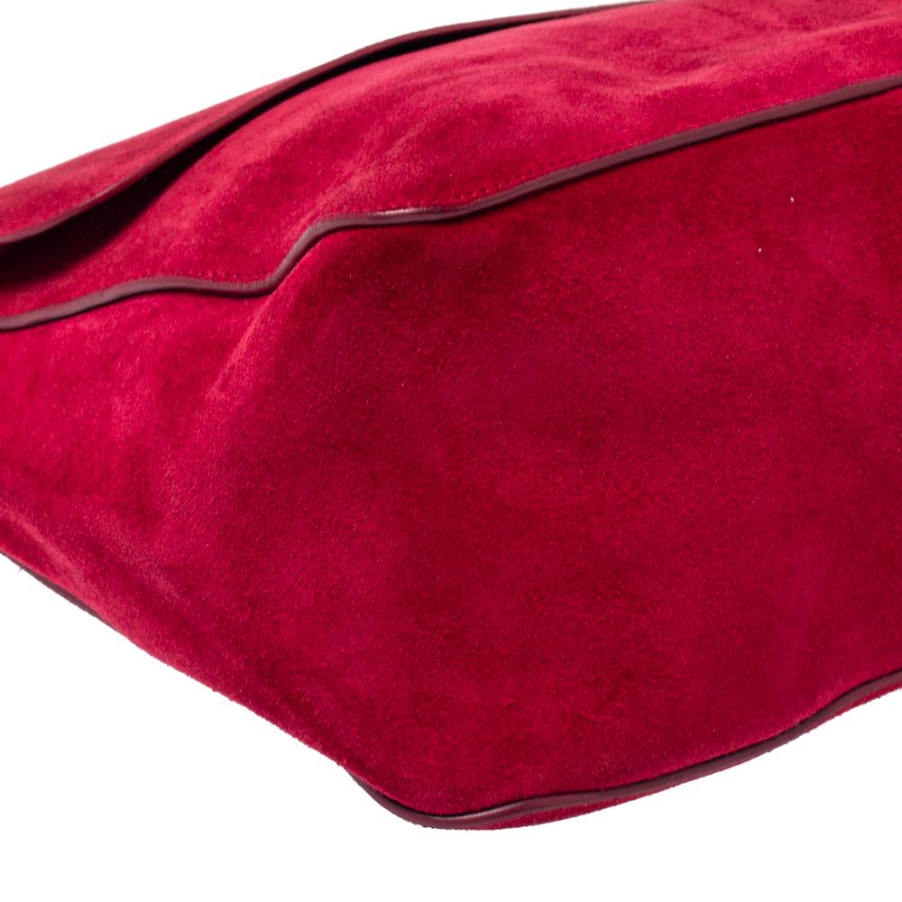 Celine Red Suede Gourmette Shoulder Bag 3