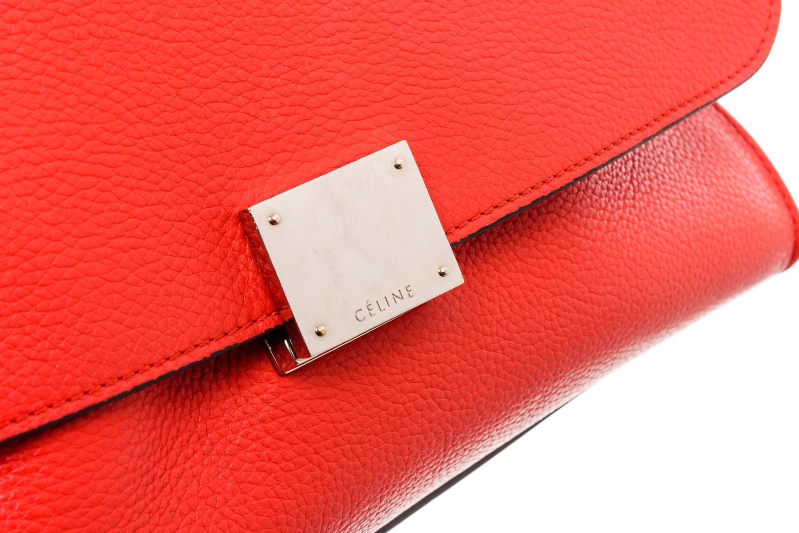 Celine Red Suede Leather Small Trapeze Shoulder Bag 3