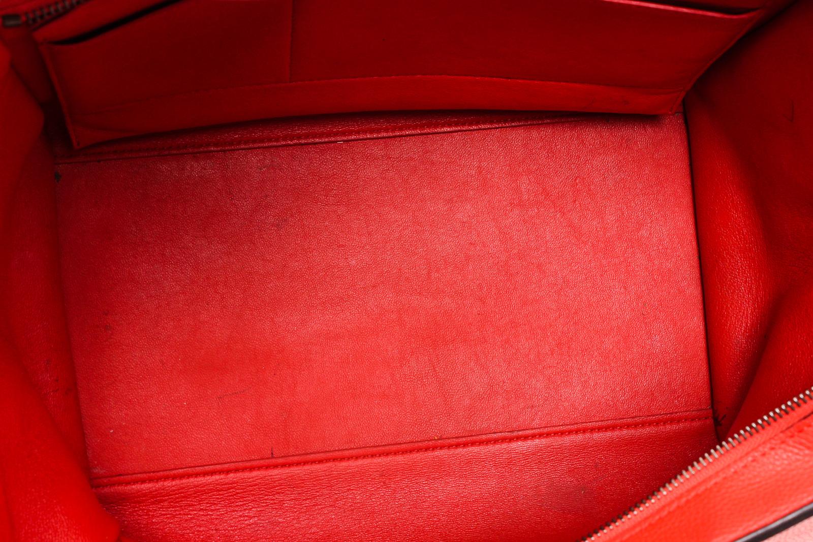 Celine Red Suede Leather Small Trapeze Shoulder Bag 4