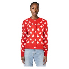 Céline - Cardigan en laine rouge en forme de lapin Taille M