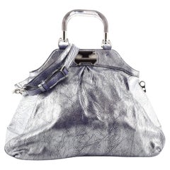Celine Resin Handle Doctor Bag Distressed Metallic Leather Large