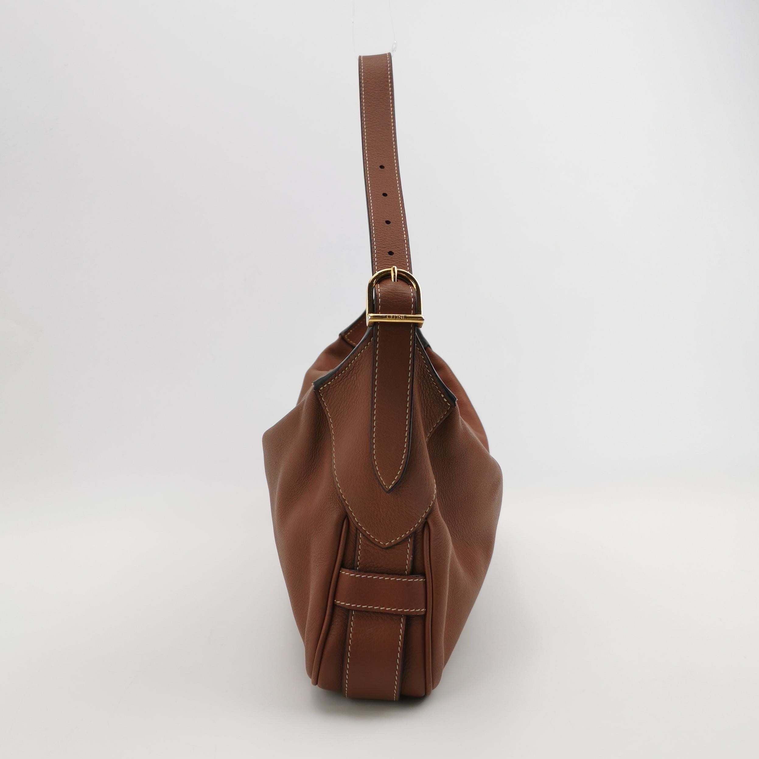 Women's CELINE Romy Medium Brown Calfskin Leather Shoulder Bag