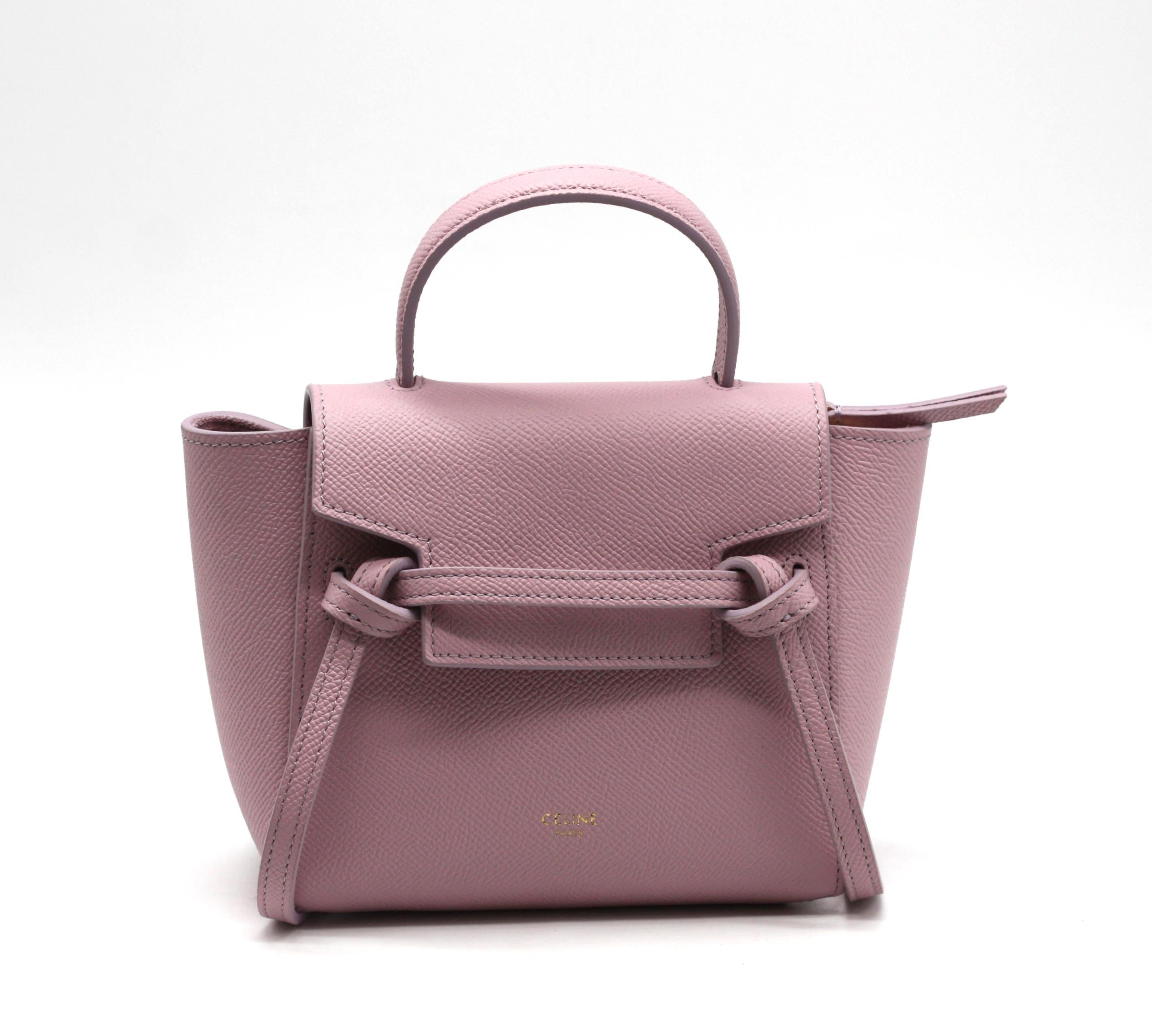 Marron Sac à ceinture Pico en cuir de veau grainé Celine Rose Quartz en vente