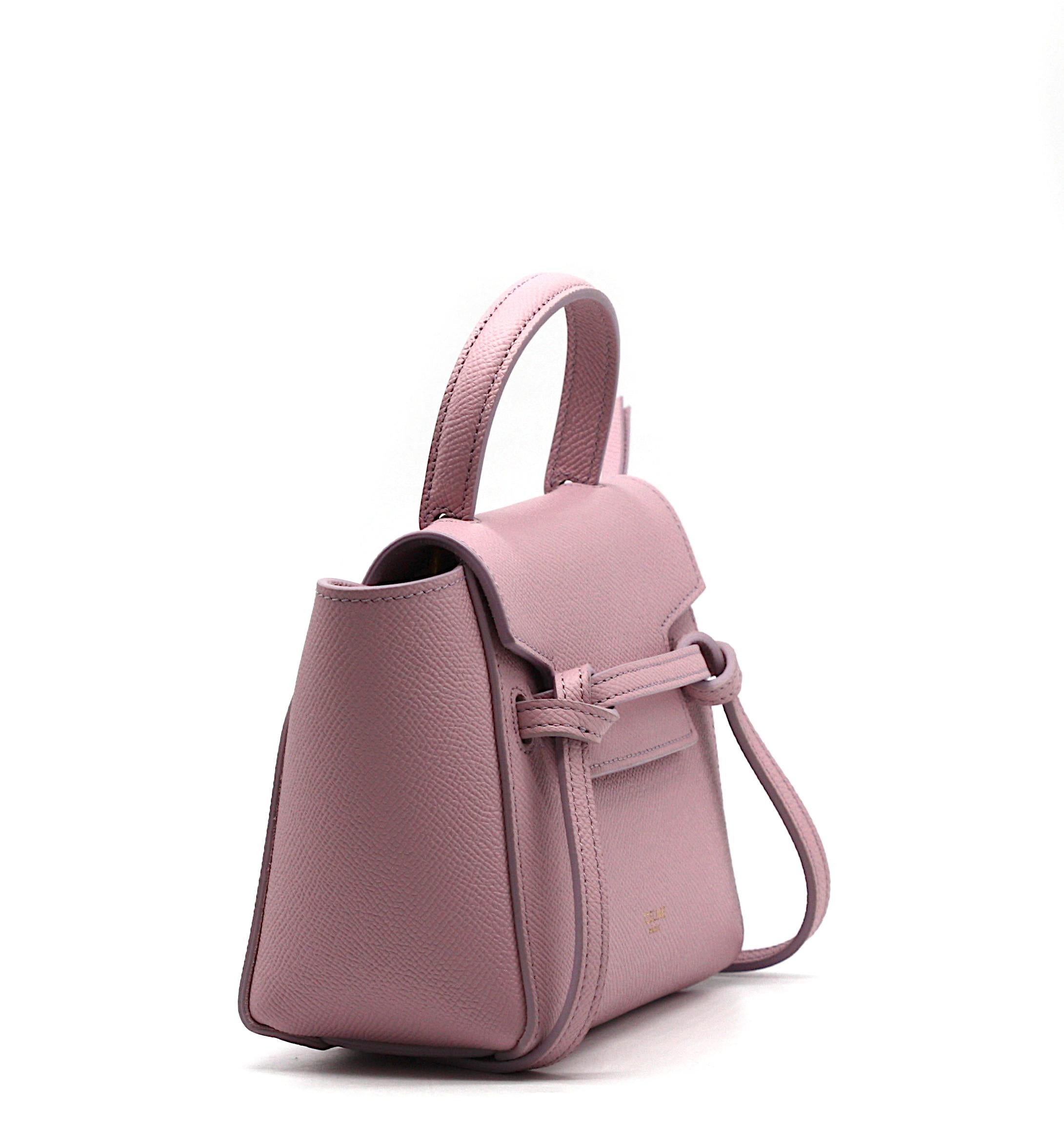 Sac à ceinture Pico en cuir de veau grainé Celine Rose Quartz Bon état - En vente à West Palm Beach, FL