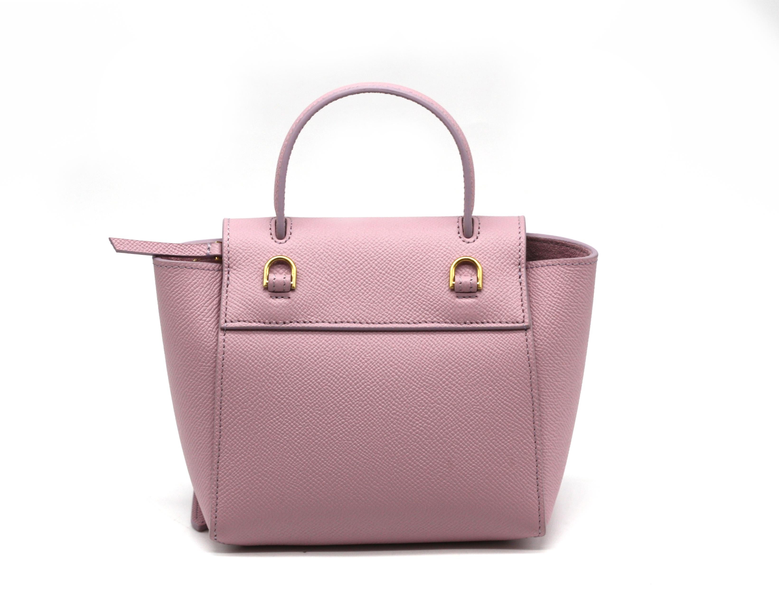 Sac à ceinture Pico en cuir de veau grainé Celine Rose Quartz Unisexe en vente