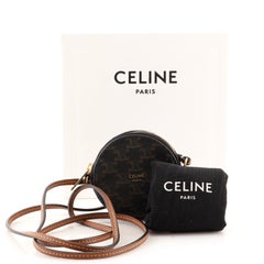 Celine Round Coin Purse on Strap Triomphe Coated Canvas