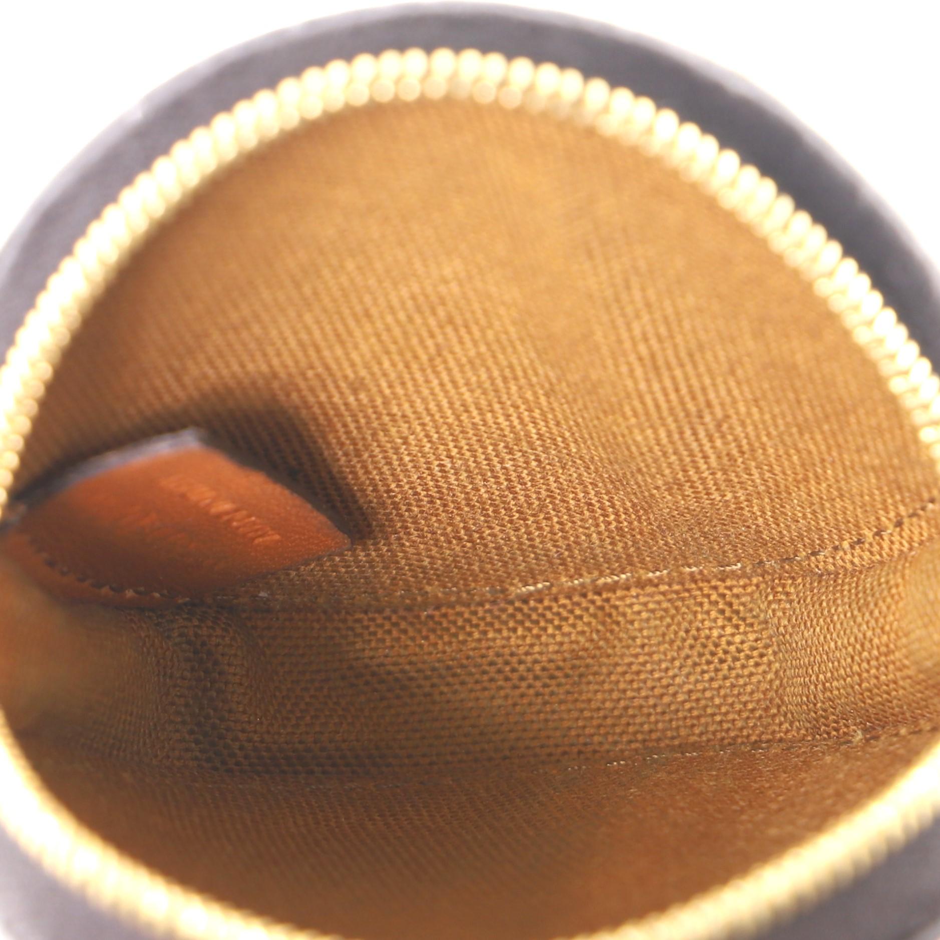 Brown Celine Round Coin Purse on Strap Triomphe Coated Canvas