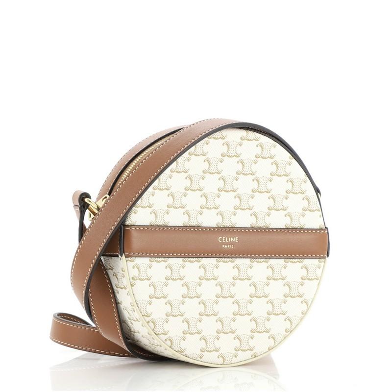 Celine Round Purse on Strap Triomphe Beschichtetes Segeltuch (Beige)