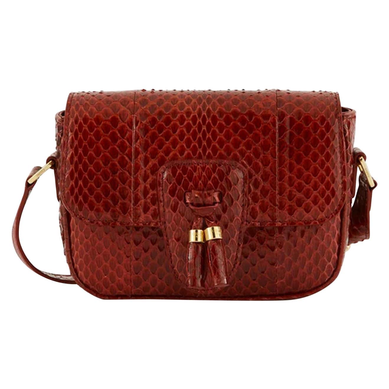 Celine Ruby Elaphe Snakeskin Mini Teen Tassels Crossbody Bag rt. $1,950 ...