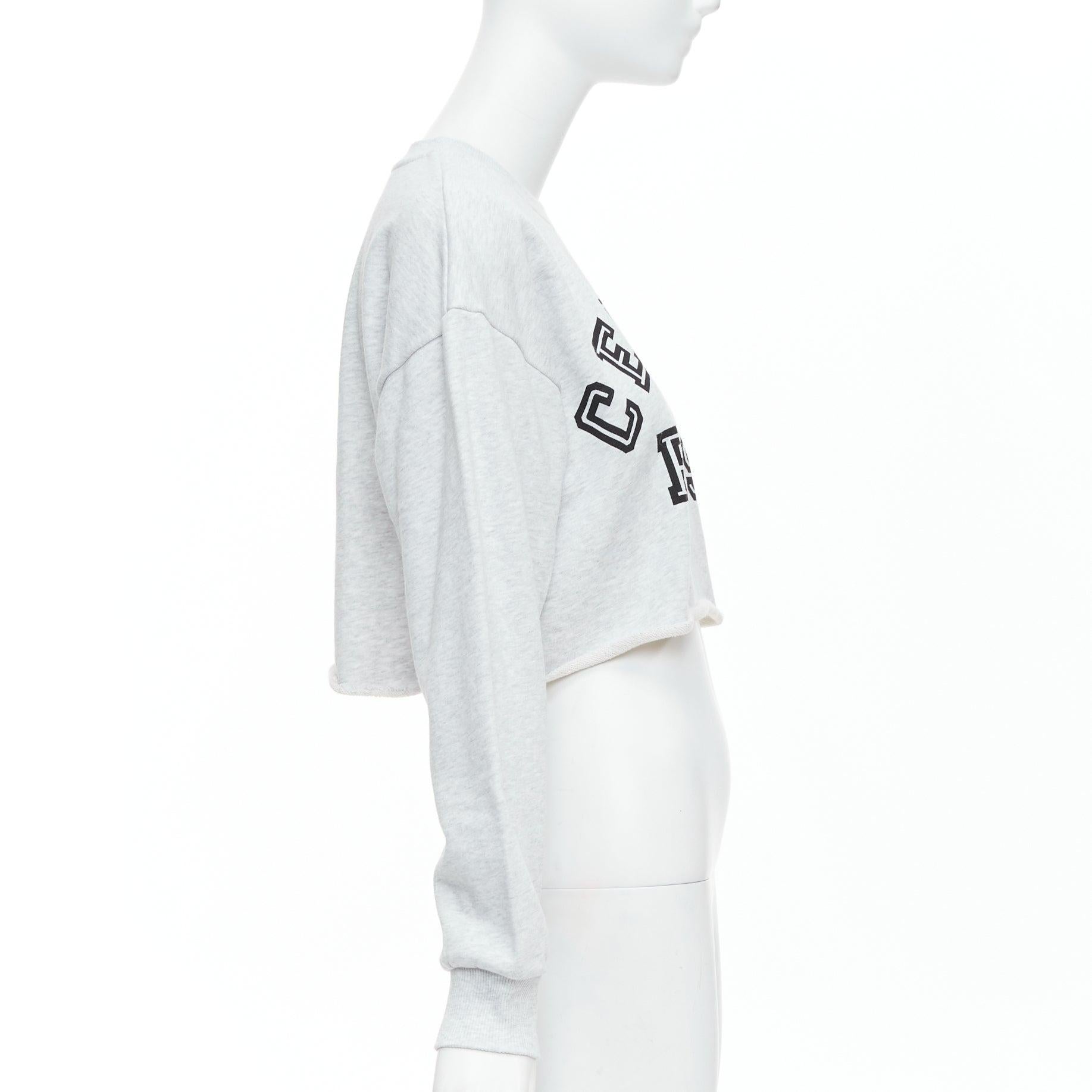 CELINE Runway grey cotton varsity logo cutoff sweatshirt crop top S In Excellent Condition For Sale In Hong Kong, NT