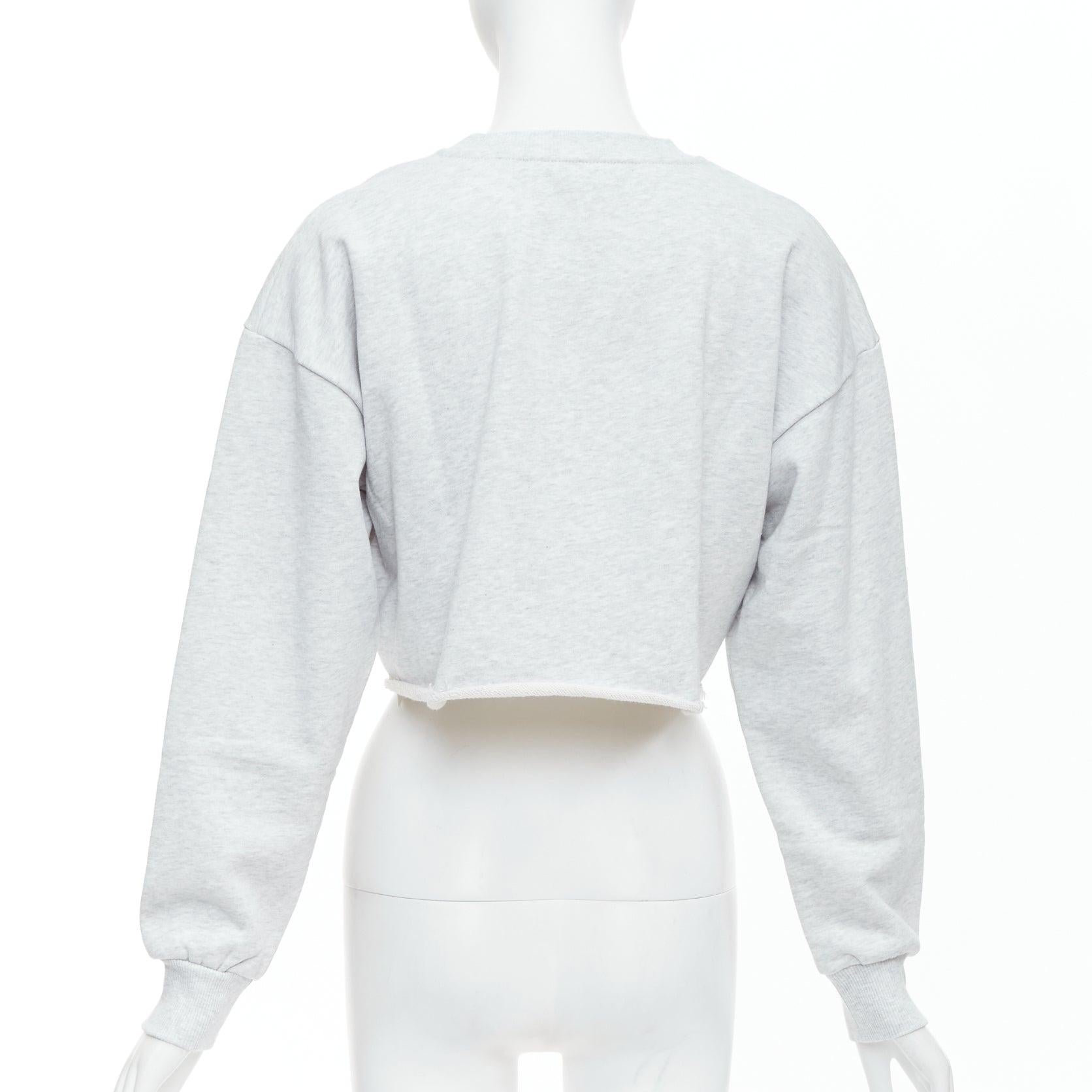 Women's CELINE Runway grey cotton varsity logo cutoff sweatshirt crop top S For Sale