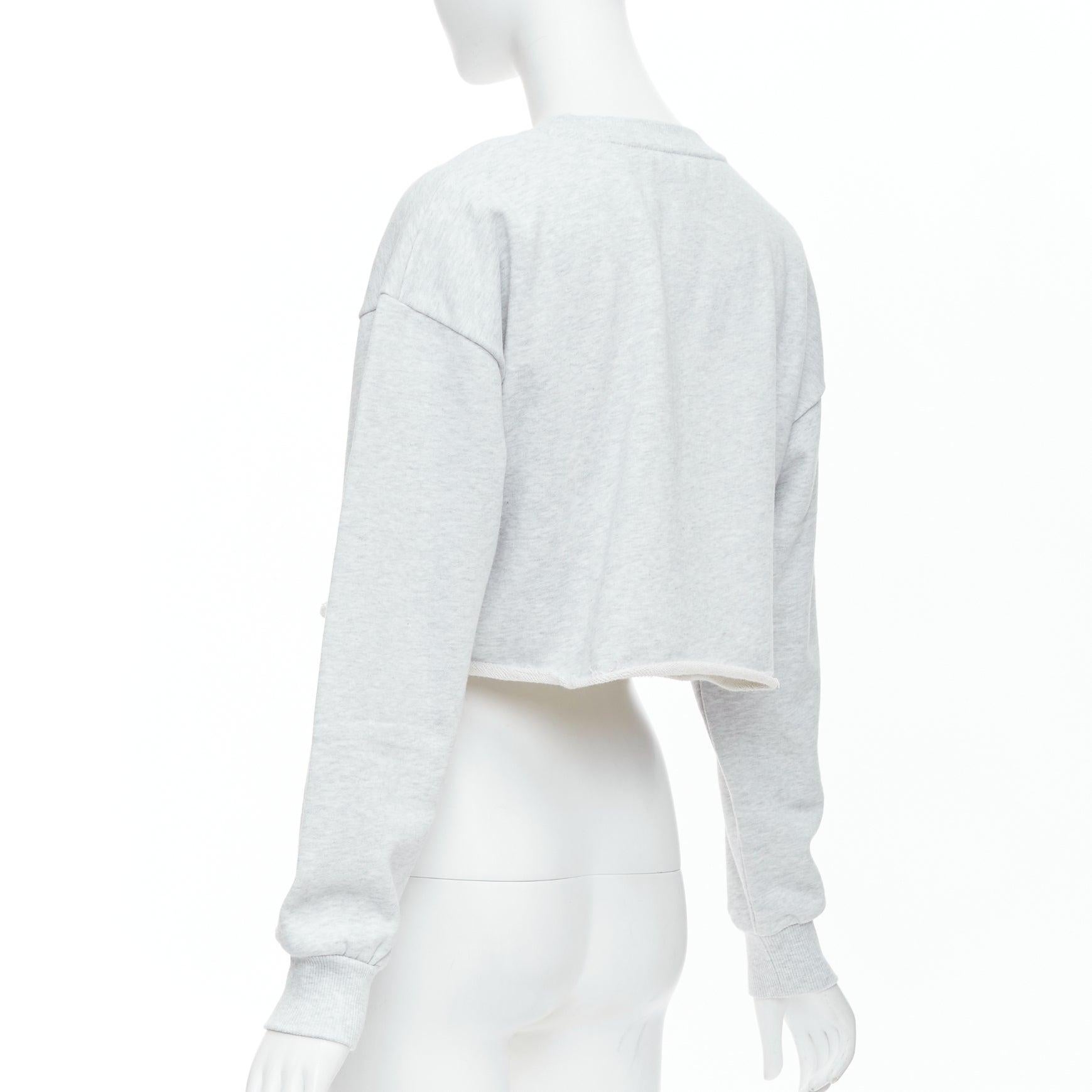 CELINE Runway grey cotton varsity logo cutoff sweatshirt crop top S For Sale 1