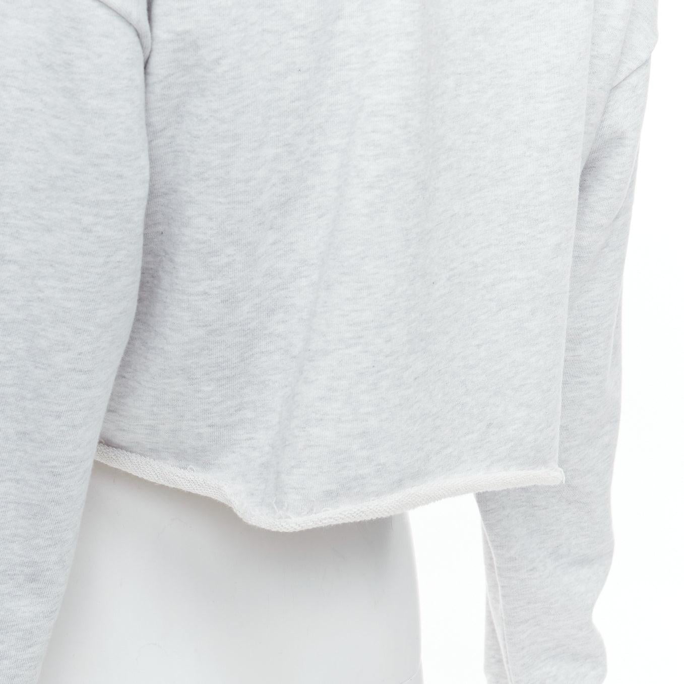 CELINE Runway grey cotton varsity logo cutoff sweatshirt crop top S For Sale 2