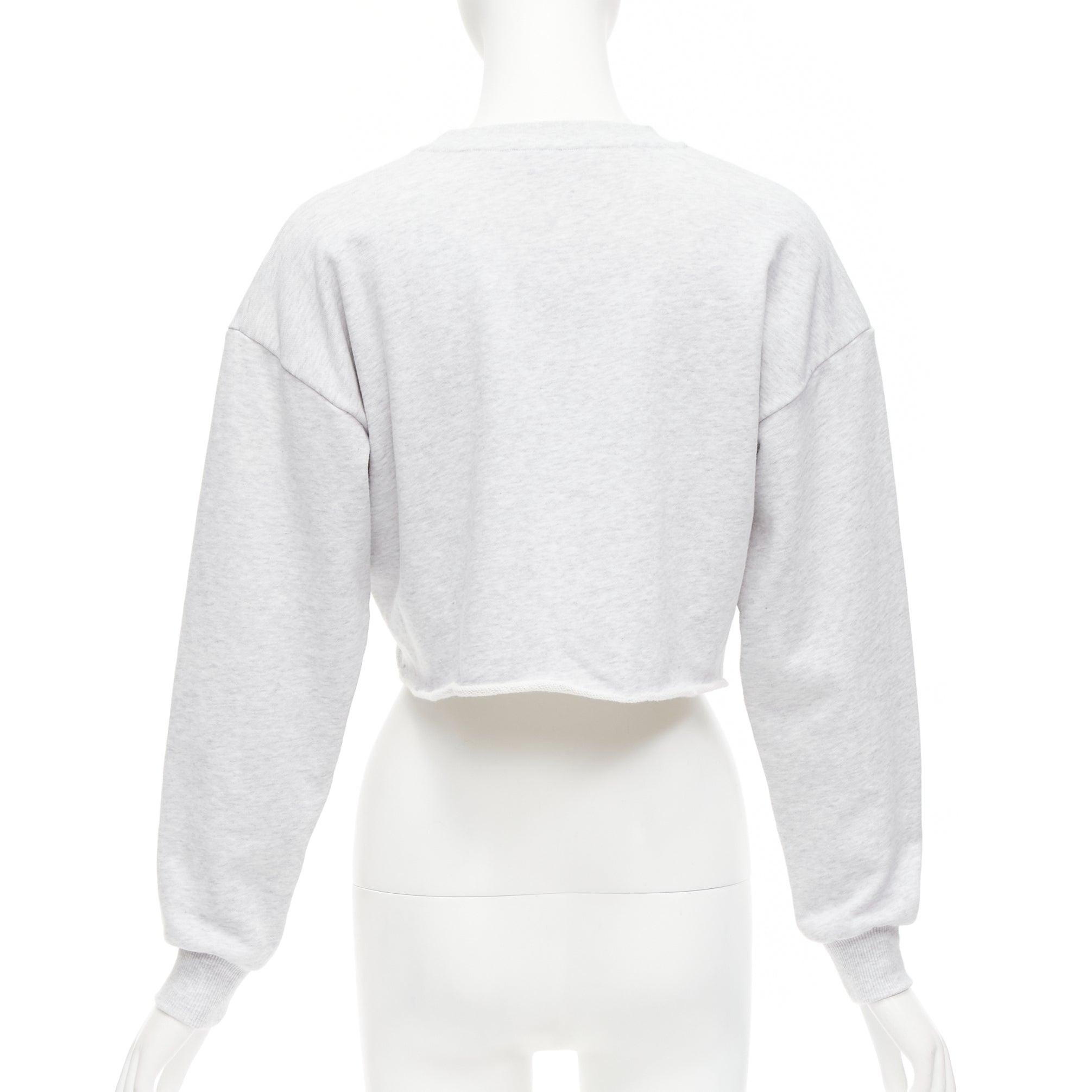 CELINE Laufsteg-Pullovershirt/Crop Top aus grauer Baumwolle mit Logo-Schliffausschnitt XS im Angebot 1