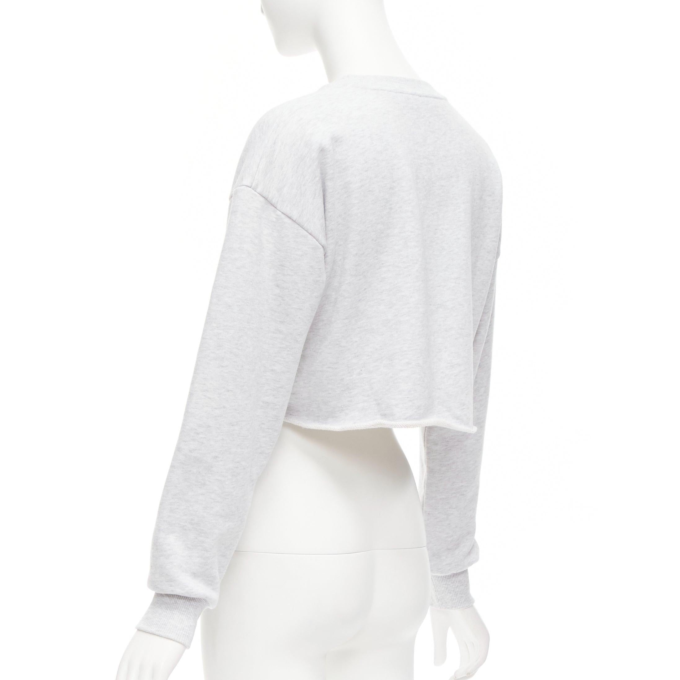 CELINE Runway grey cotton varsity logo cutoff sweatshirt crop top XS For Sale 1