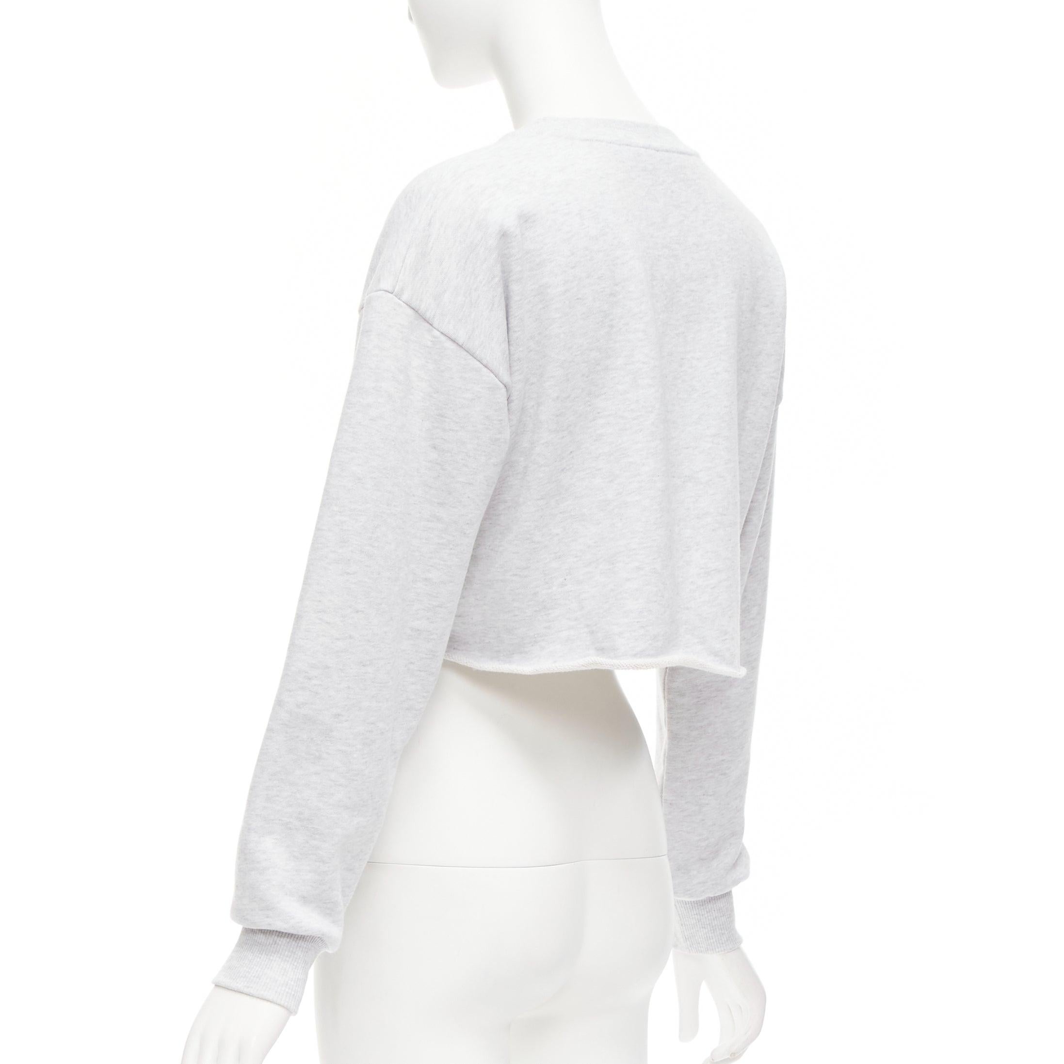 CELINE Runway grey cotton varsity logo cutoff sweatshirt crop top XS For Sale 2