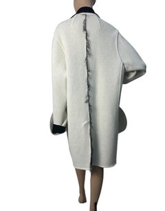 Celine Runway Oversized White Black Accent Coat Size M