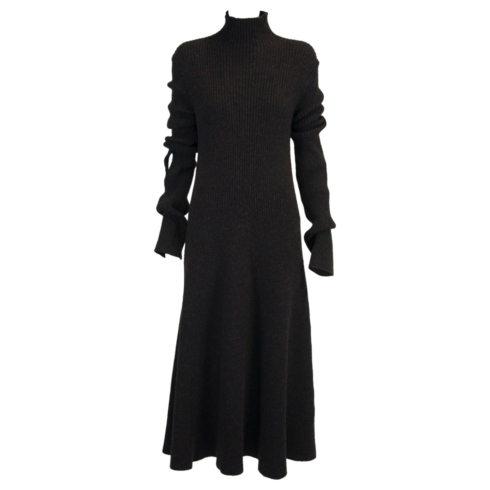 Celine - Robe longue en laine côtelée, défilé automne-hiver 2018