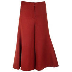 CELINE rust red wool CROPPED FLARED LEG Pants 36 XS