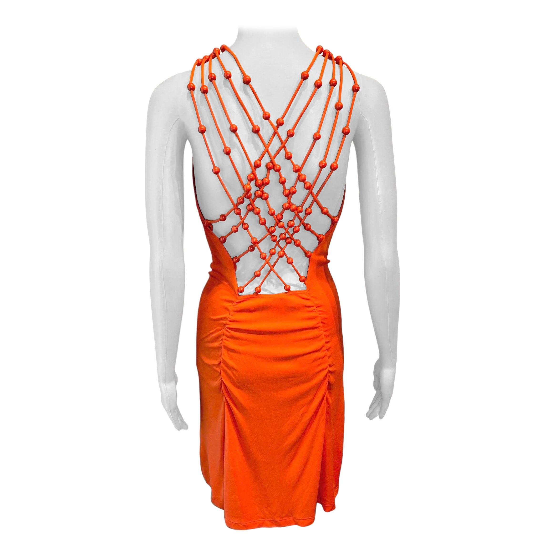 Celine S/S 2003 Beaded Cutout Back Mini Dress