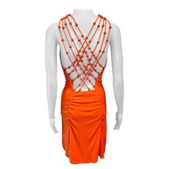 Celine S/S 2003 Beaded Cutout Back Mini Dress