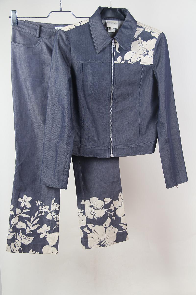 Celine S/S 2004 hibiscus print suit cotton silk In Good Condition For Sale In Алматинский Почтамт, KZ