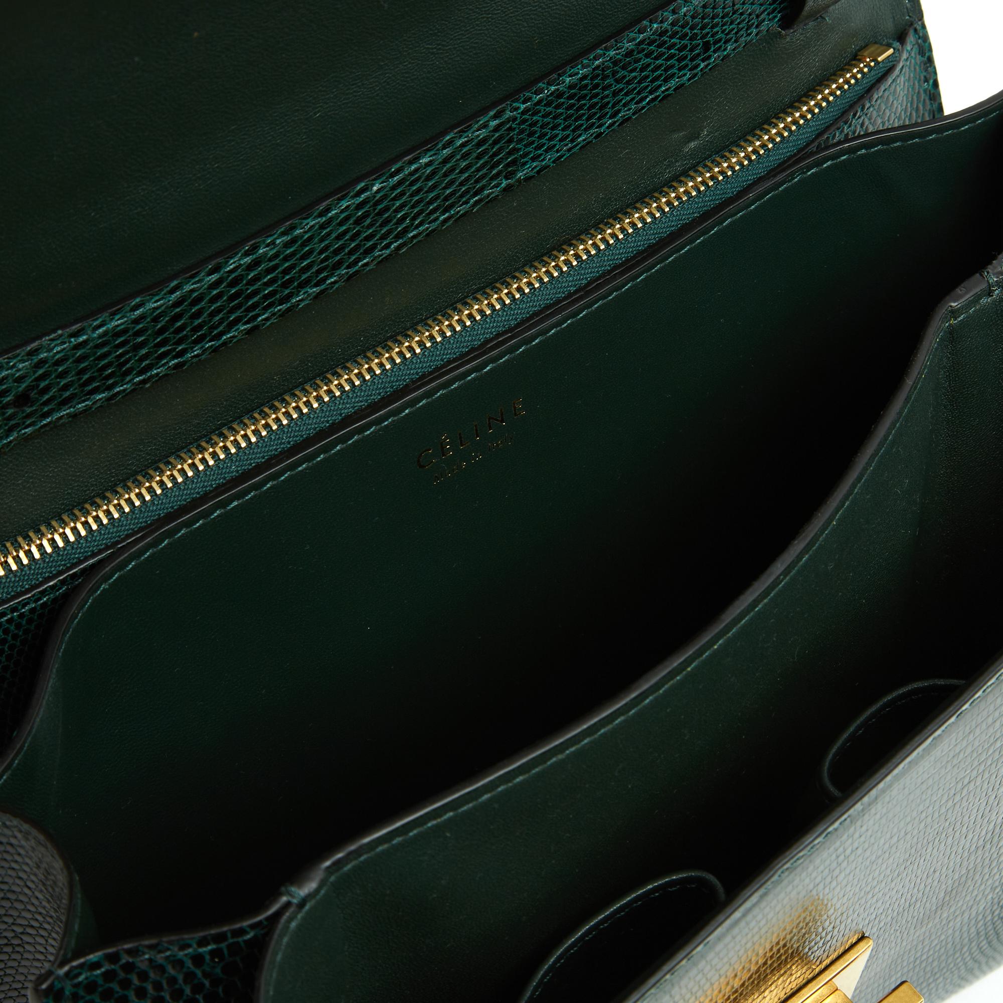 Femenino o masculino Céline Sac Classic Box Precious Green Leather Hombro  Bolso Phoebe Philo Celine en venta
