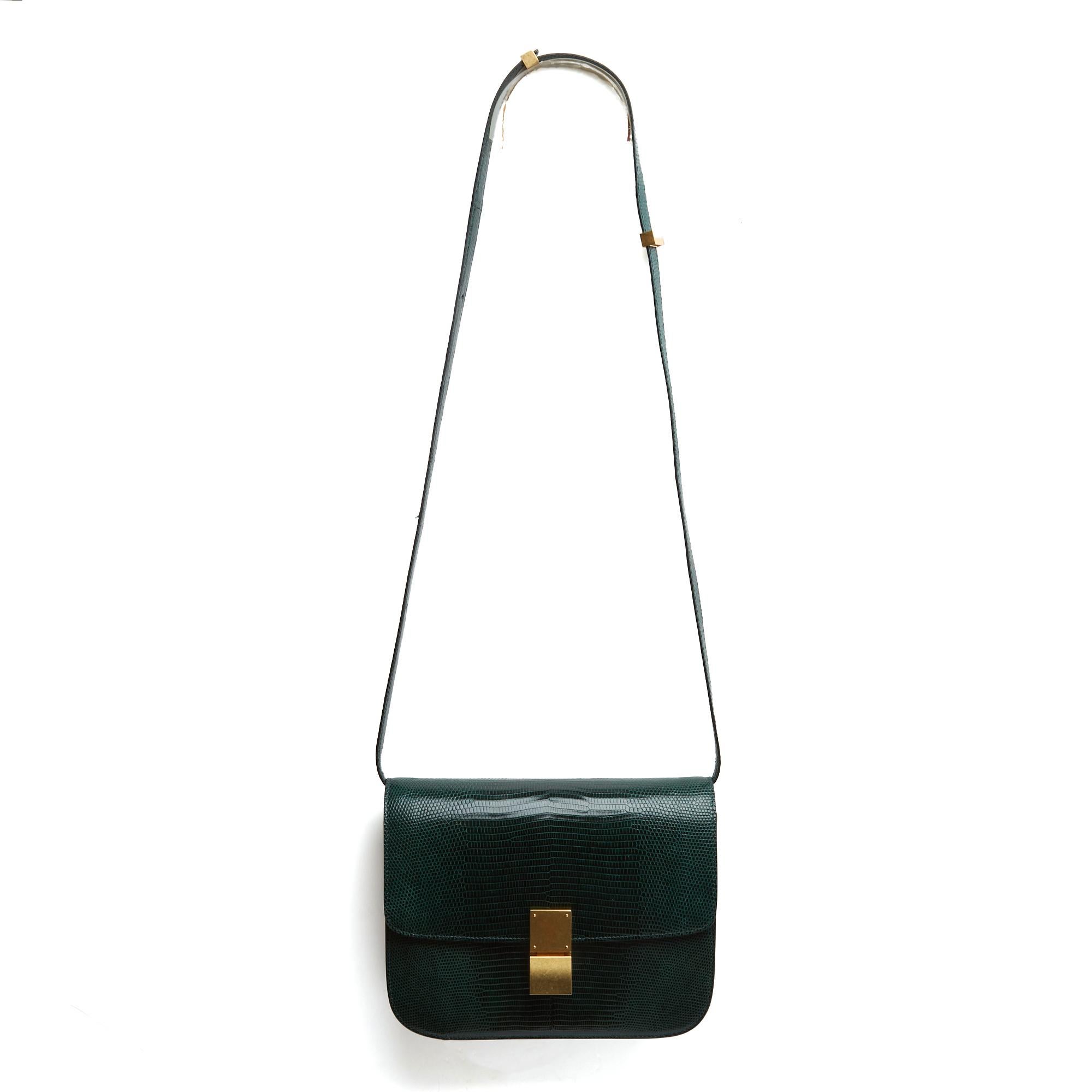 Céline Sac Classic Box Precious Green Leather Hombro  Bolso Phoebe Philo Celine en venta 1
