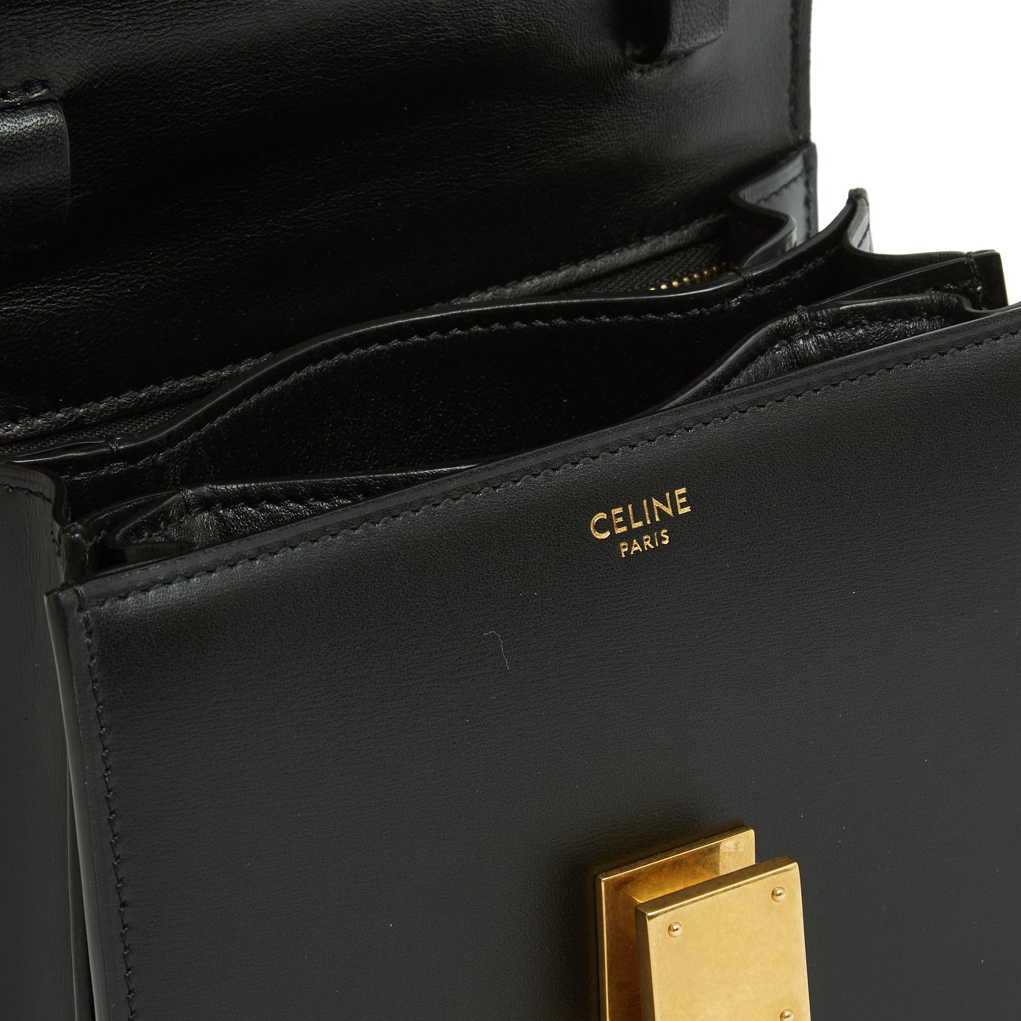Céline Sac Classic Box Teen Schwarz Leder Classic Teen Umhängetasche NWT Celine im Angebot 1
