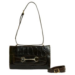Céline Sac Crecy 1980 Dark Brown Precious Horsebit Bag 2 Straps Celine
