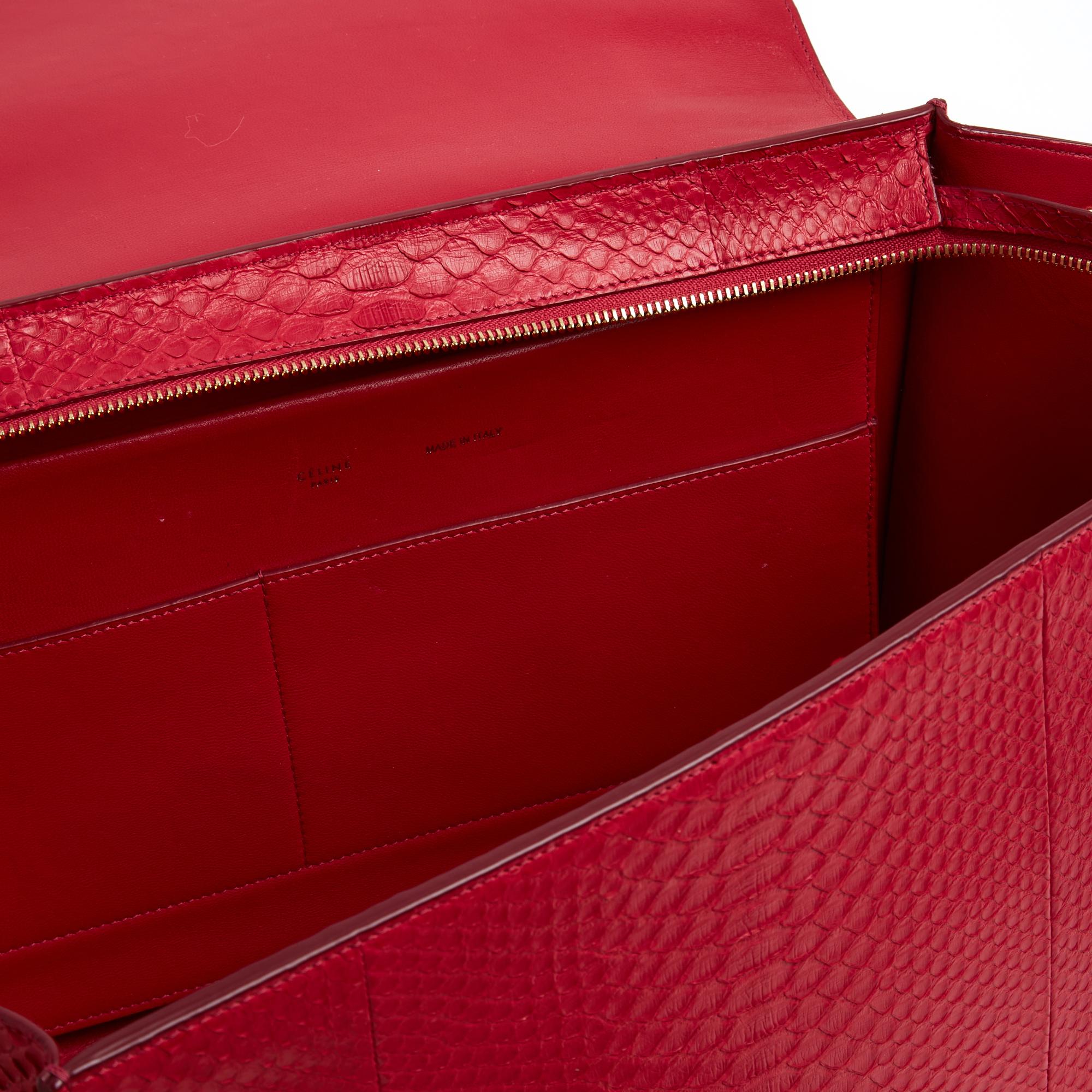Céline Sac Trapeze Bolso mediano de piel rosa brillante Nuevo de Phoebe Philo Celine en venta 2
