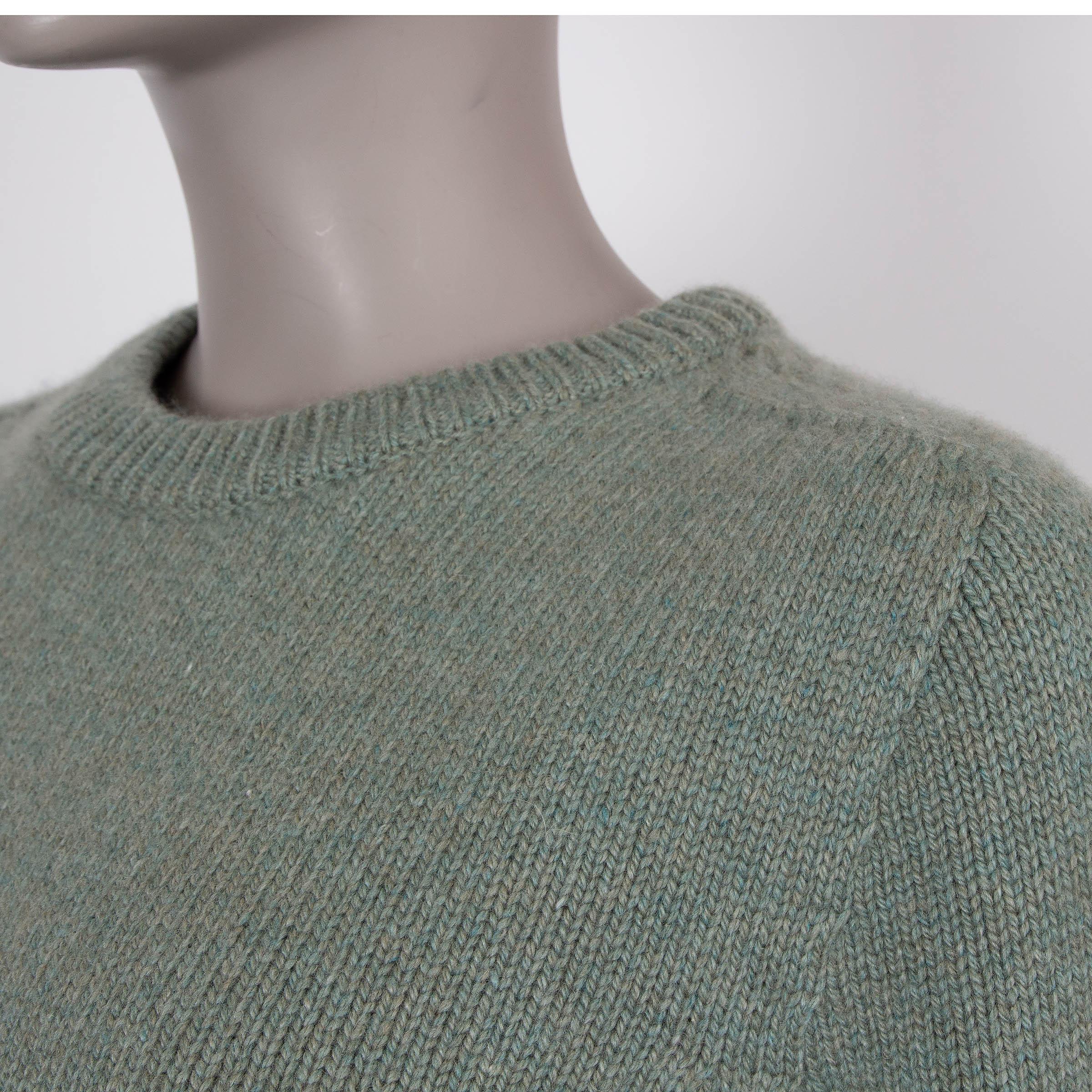 Women's CELINE sage green cashmere CREWNECK Sweater S For Sale