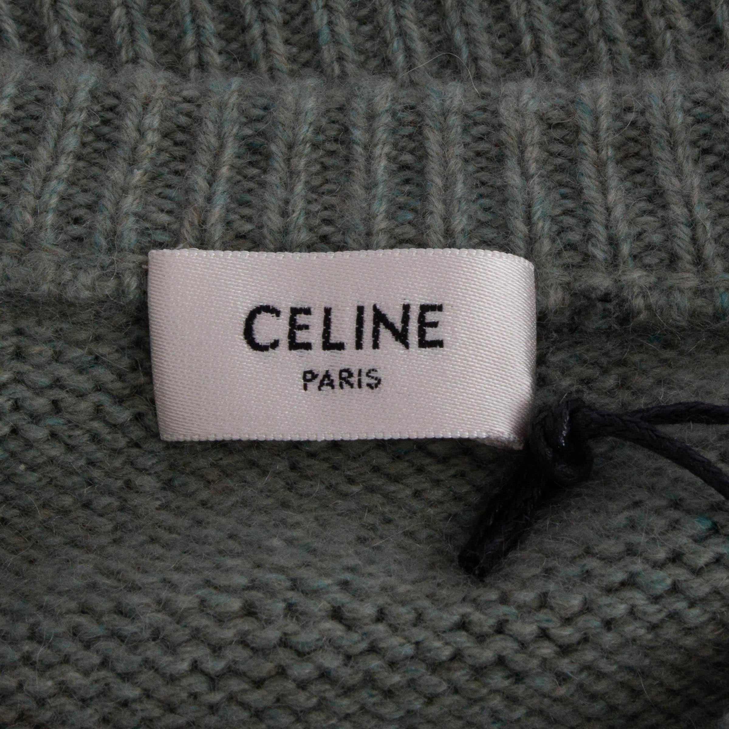CELINE sage green cashmere CREWNECK Sweater S For Sale 1