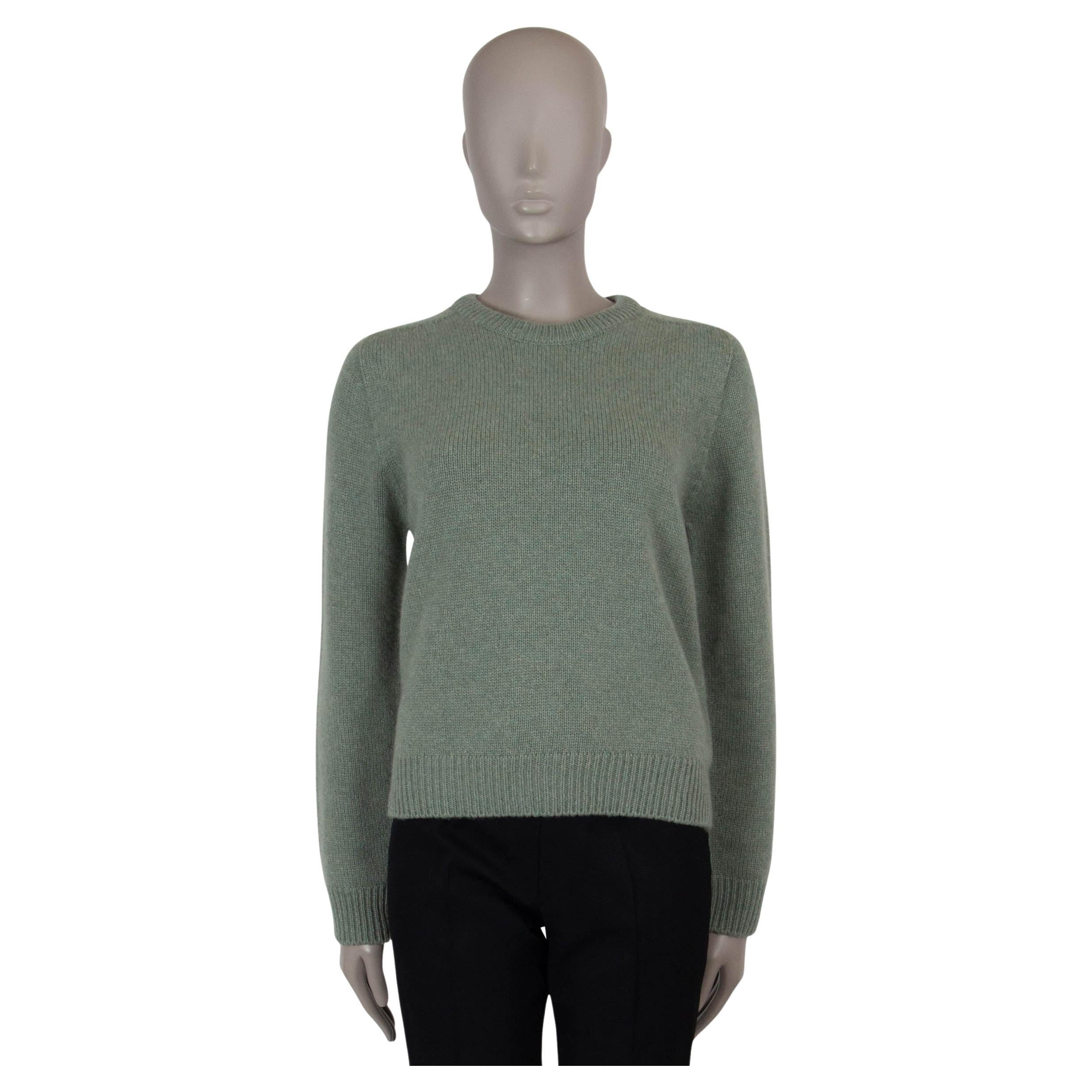 CELINE sage green cashmere CREWNECK Sweater S For Sale