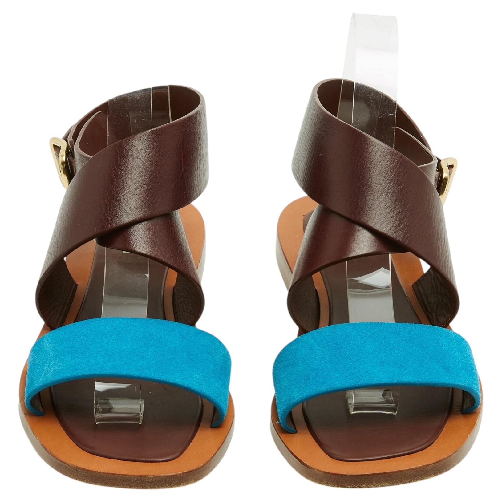 Celine Sandales 2 tons EU38.5 Phoebe Philo 2 tones Flat Sandals UK5.5 US8 Céline For Sale