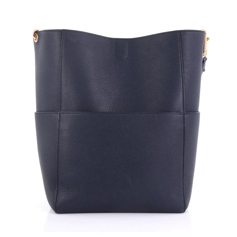 Black Celine Sangle Seau Handbag Goatskin Large