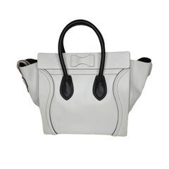 Celine Satin Calfskin Mini Bi-Color Luggage White Black
