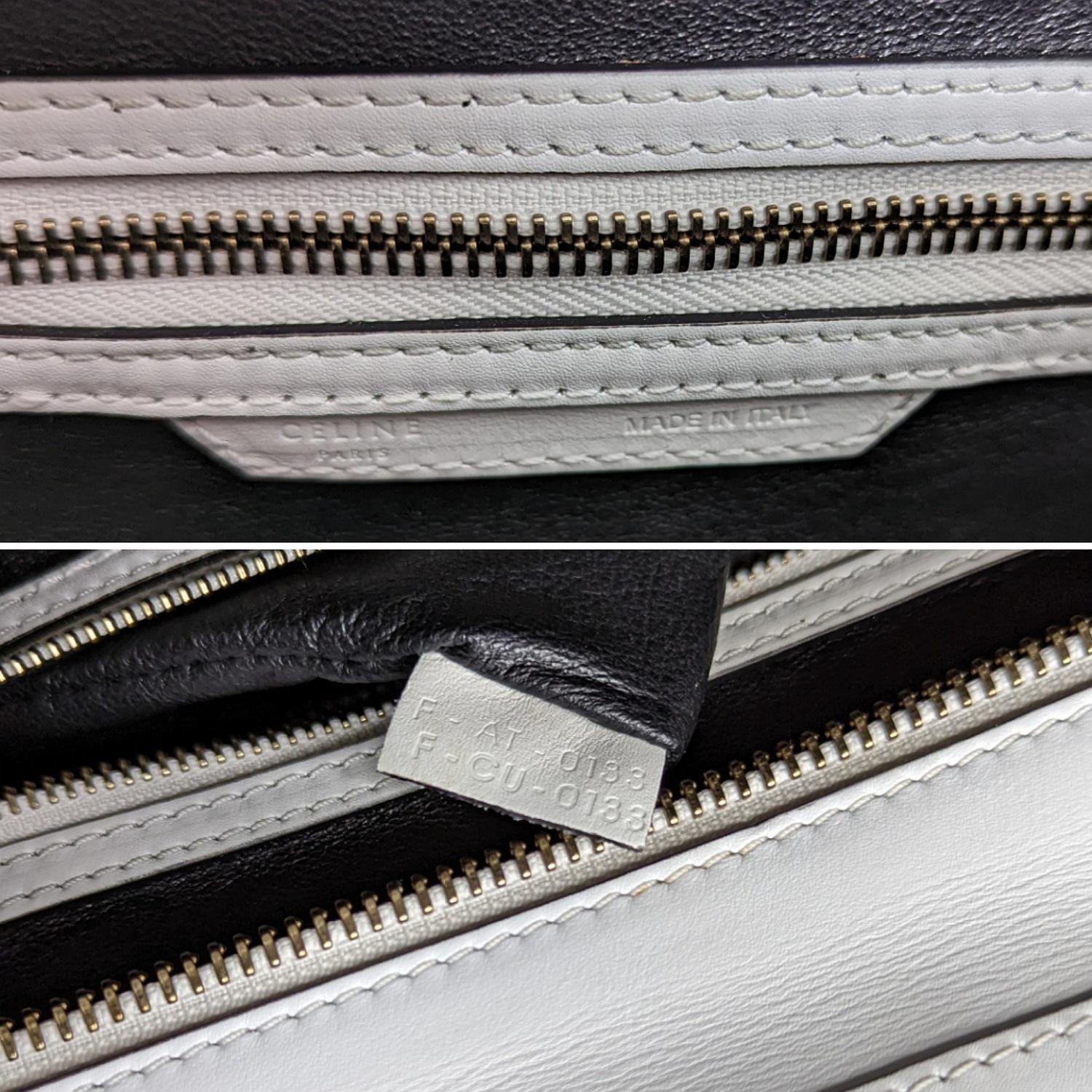Celine Satin Calfskin Mini Bi-Color Luggage White Black 1