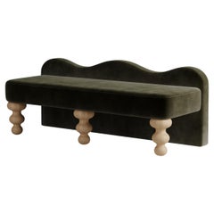 "Celine" Scalloped Bench - Balsam Green Performance Velvet by Christiane Lemieux