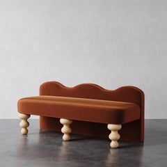 Panca smerlata "Celine" in velluto di cotone bordeaux di Christiane Lemieux