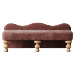 "Celine" Scalloped Bench in Cream Performance Bouclé by Christiane Lemieux